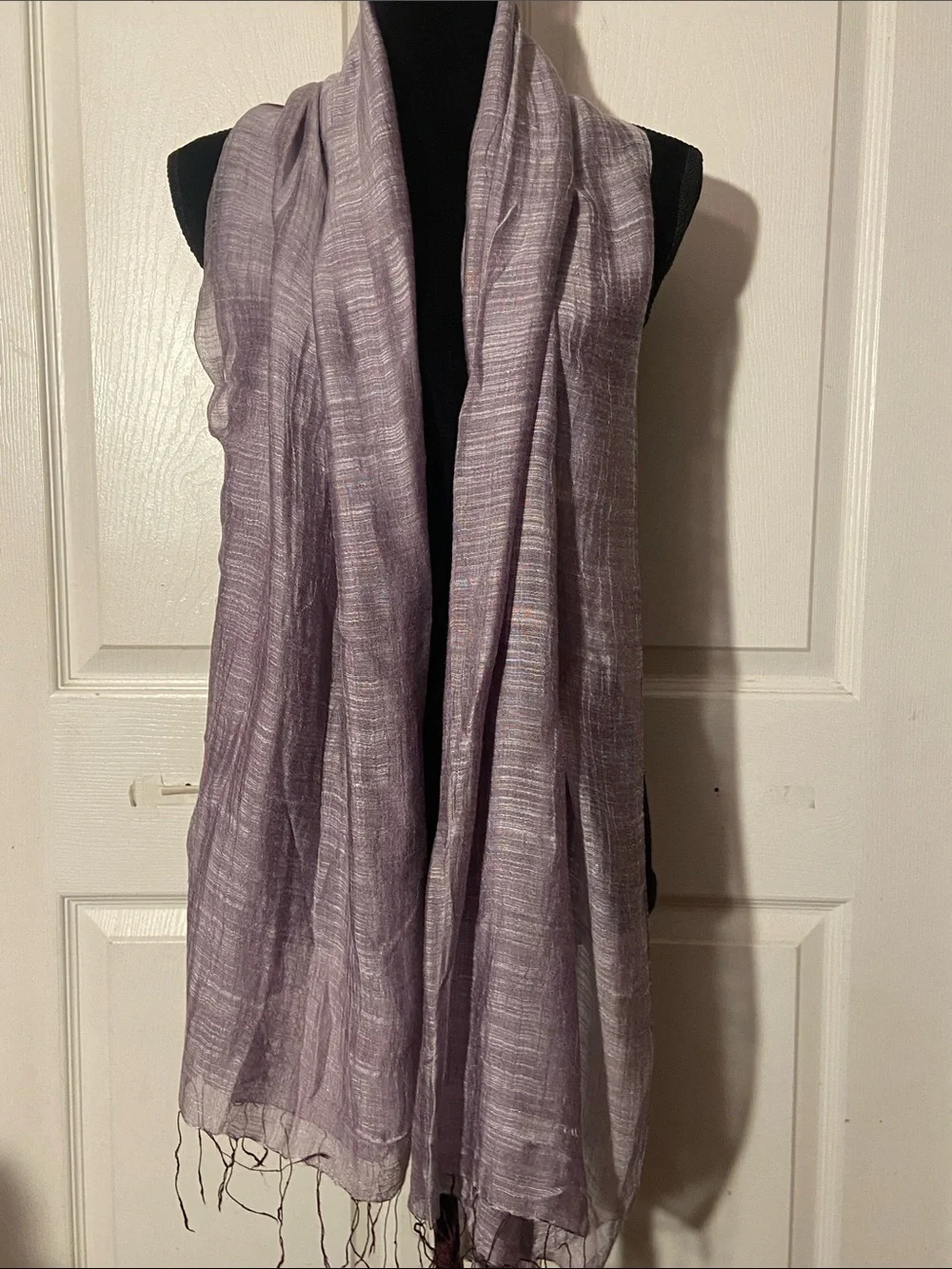 SERRV Lightweight Lavender Wrap Pashmina Scarf w:Fringe Silk/Linen New Vietnam